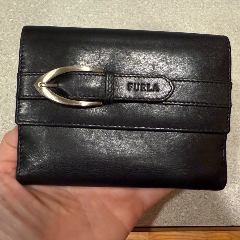 Furla black leather wallet
